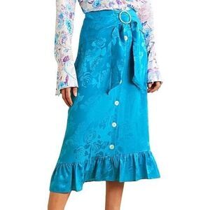 NWT Art Dealer. Azure silk midi skirt size XS